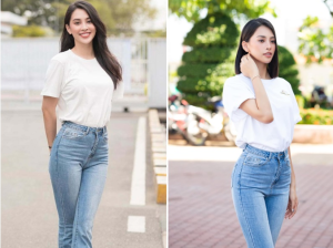 áo basic phối cùng quần jean