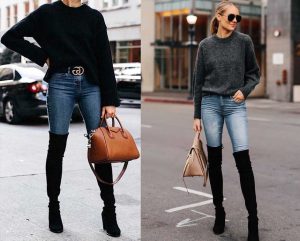 Phối áo blazer với giày boots cao cổ