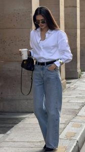 Áo sơ mi phối quần jean