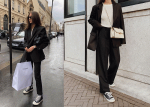 Phối áo blazer với giày sneakers